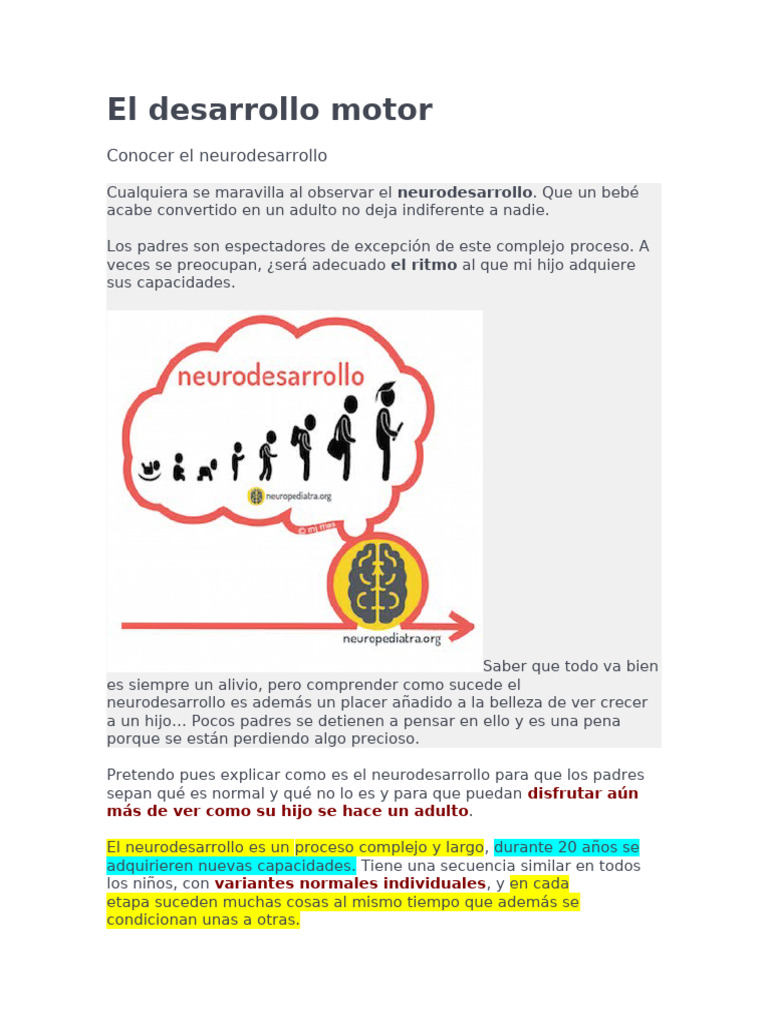 El Desarrollo Motor | PDF | Feto | Cerebro