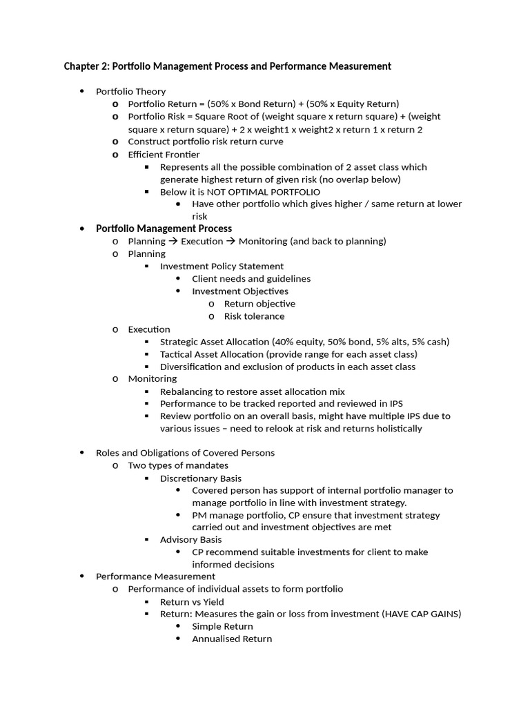 Chapter 2 - Portfolio Management | PDF | Asset Allocation | Financial Risk