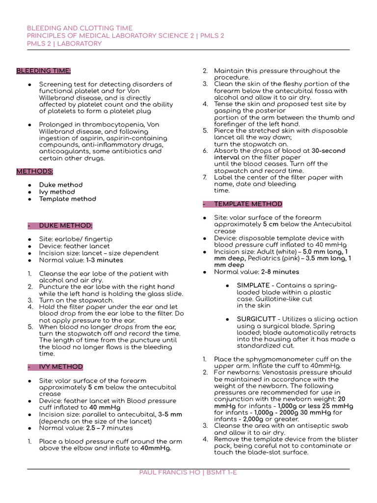 Feather Lancet in Bleeding Time Tests | PDF | Bleeding | Hematology
