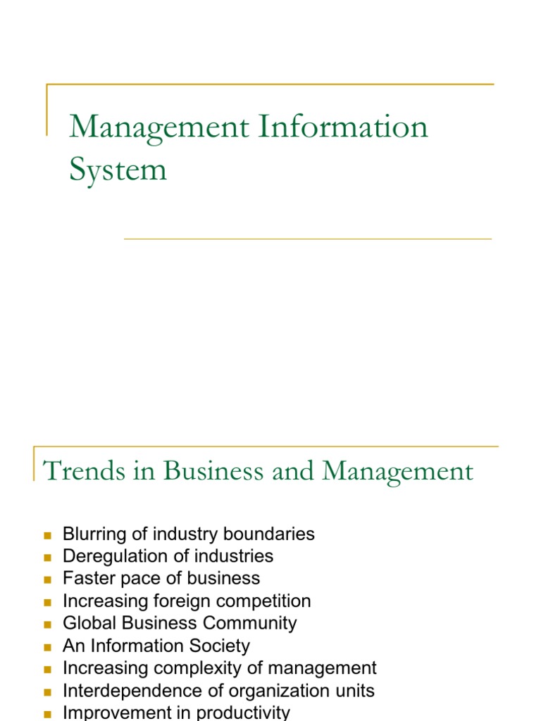 Management Information Systems Overview | PDF | Information System ...