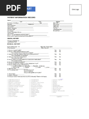 PDA CHART With Clinic Logo