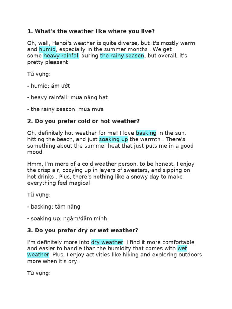 Weather Preferences and Climate Insights | PDF | Language Arts & Discipline
