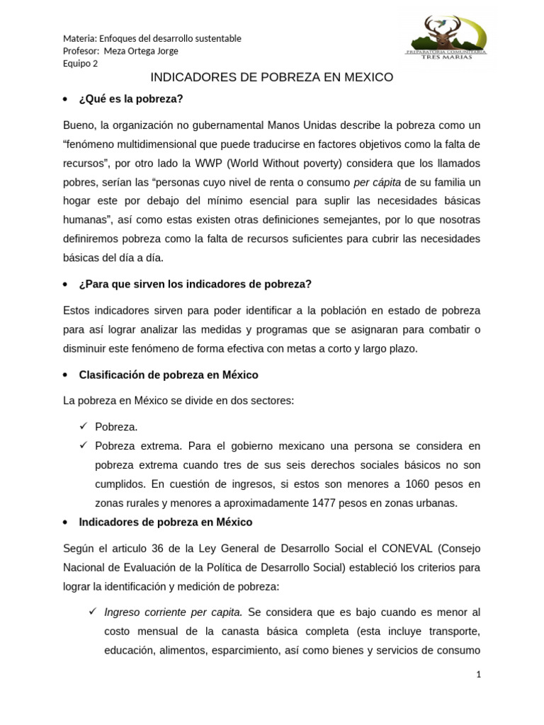 Indicadores de pobreza en México | PDF | Pobreza | Pobreza e indigencia