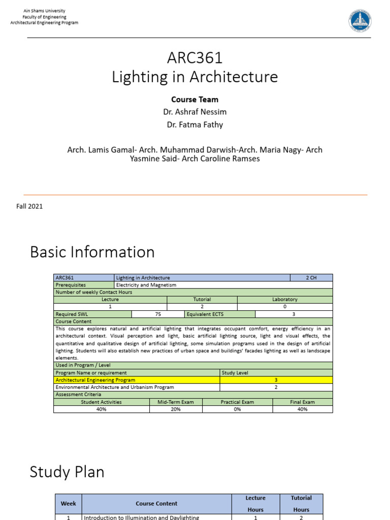 ARC361 - Lecture 1 in Lighting | PDF | Lighting | Light