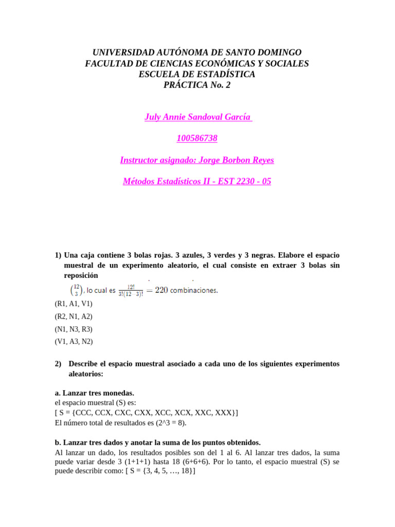 PRACTICA No. 2 | PDF | Probabilidad | Conceptos matemáticos
