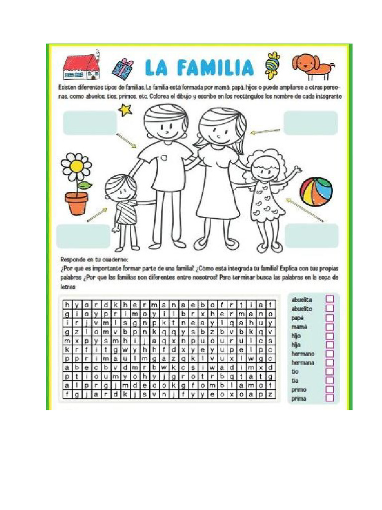 Ficha de Trabajo - La Familia | PDF