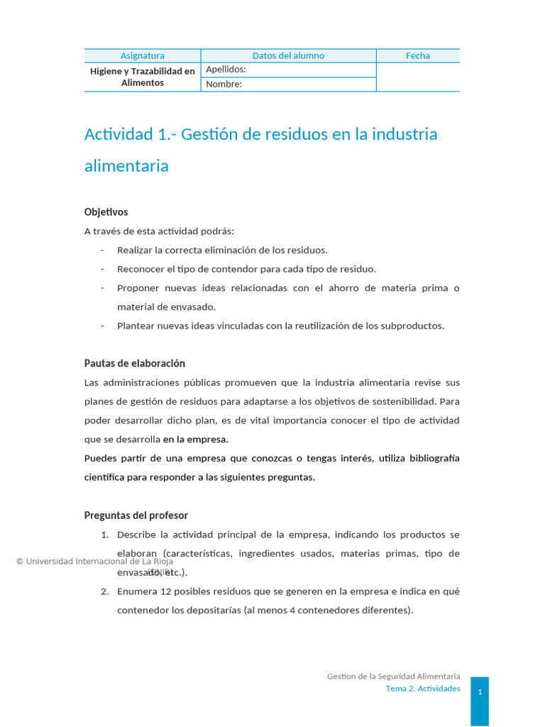 Gestión de Residuos en la Industria Alimentaria | PDF | Residuos ...