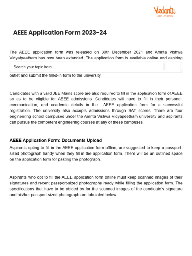 AEEE Application Form 2023-24 | PDF