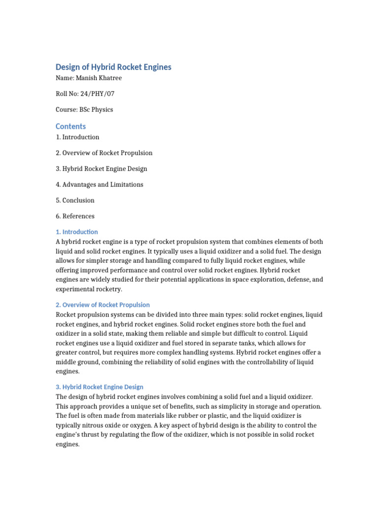 Hybrid Rocket Engines Report | PDF | Rocket | Rocket Engine