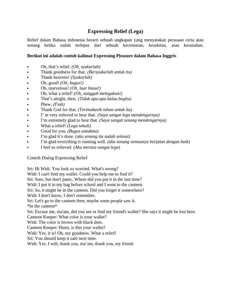 Expressing Relief and Pleasure in English | PDF | Language Arts ...