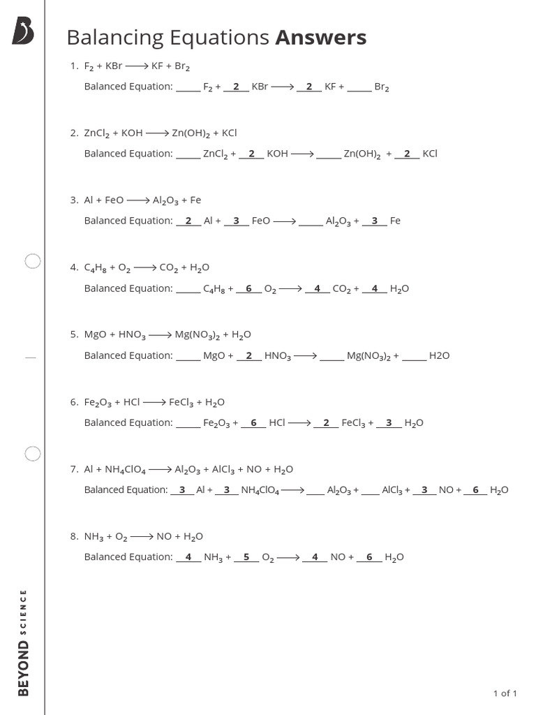 Balancing Chemical Equations Guide | PDF | Science & Mathematics
