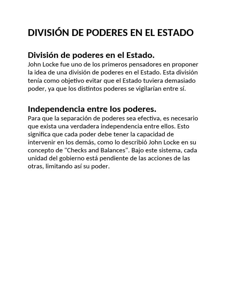 División de Poderes en El Estado | PDF | Política | Filosofía