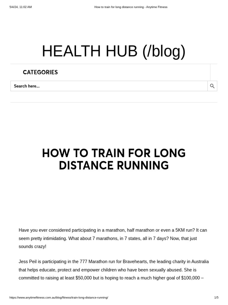 How to train for long distance running anytime fitness pdf