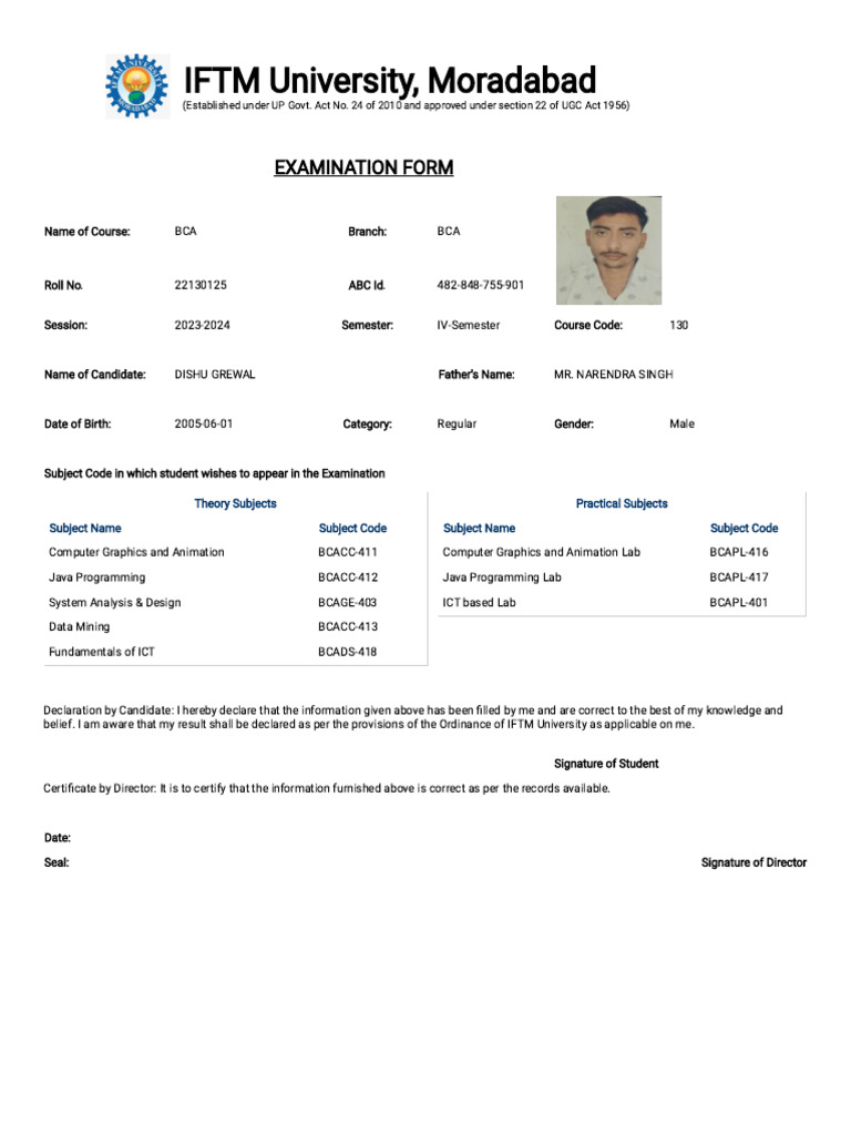 Examination Form | PDF