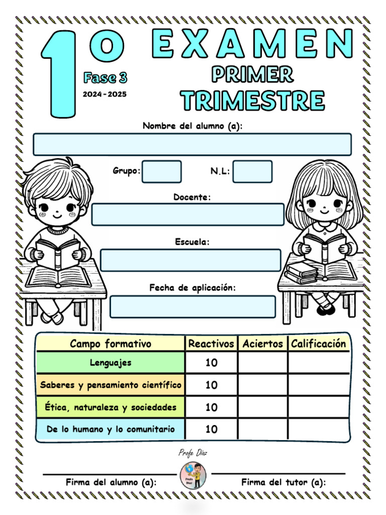 Examen Primer Trimestre Profe Díaz | PDF
