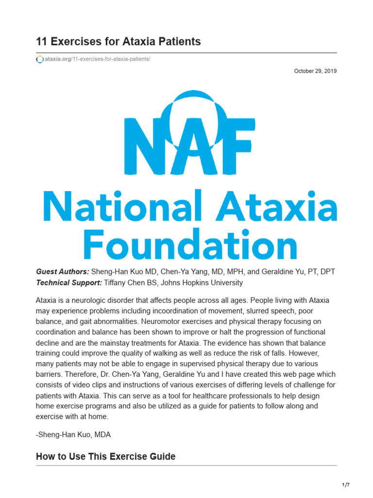 Ataxia Exercise Guide for Home Use | PDF | Foot