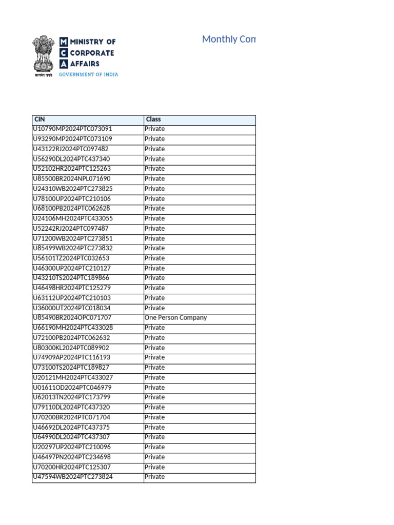 Monthly Company and LL Incorporation 20241101 | PDF