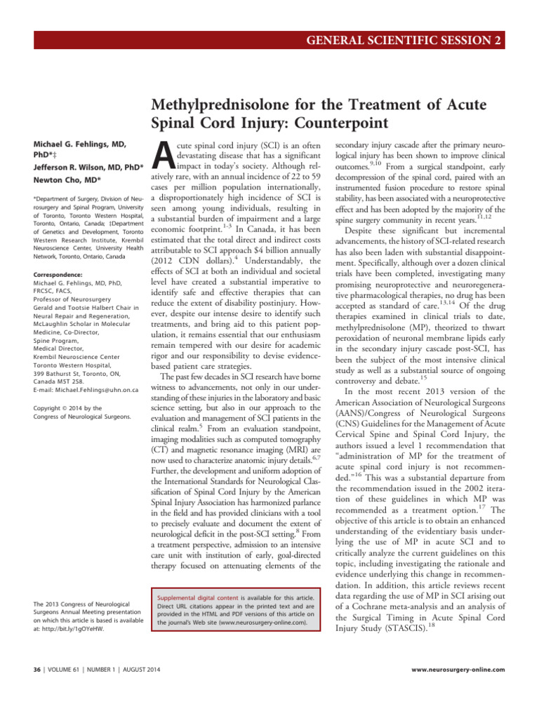 Methylprednisolone For The Treatment of Acute.16 | PDF | Randomized ...