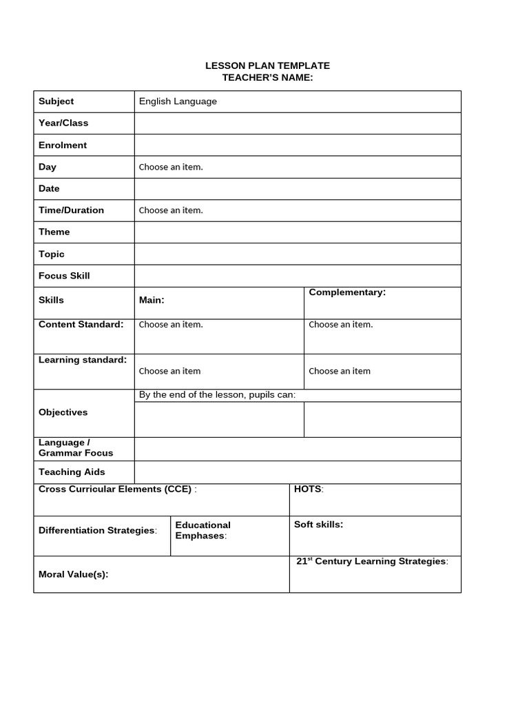 Lesson Plan Template Pdf Lesson Plan Teachers