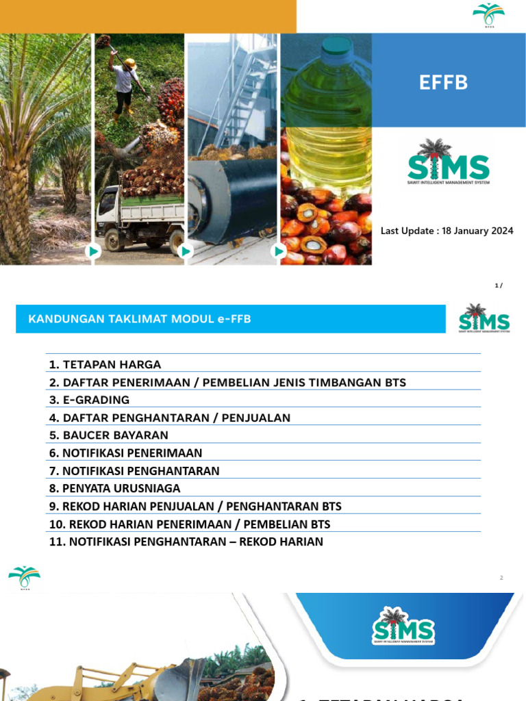 Panduan Modul e-FFB dan SIMS | PDF