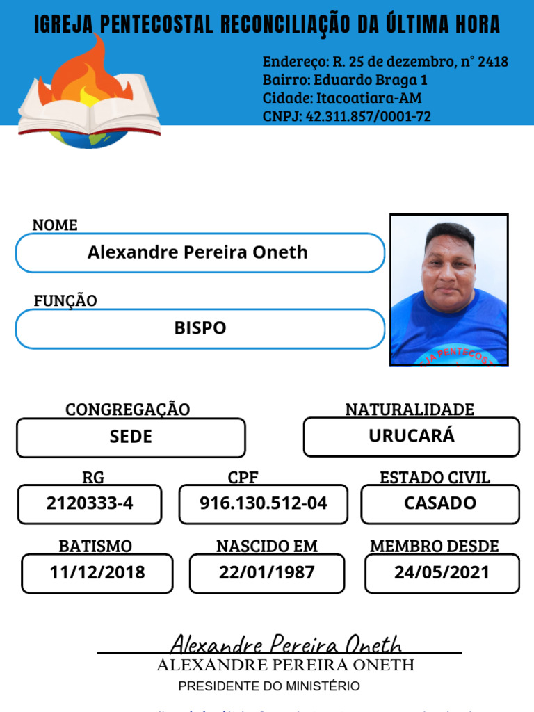 Informações sobre Alexandre Pereira Oneth | PDF
