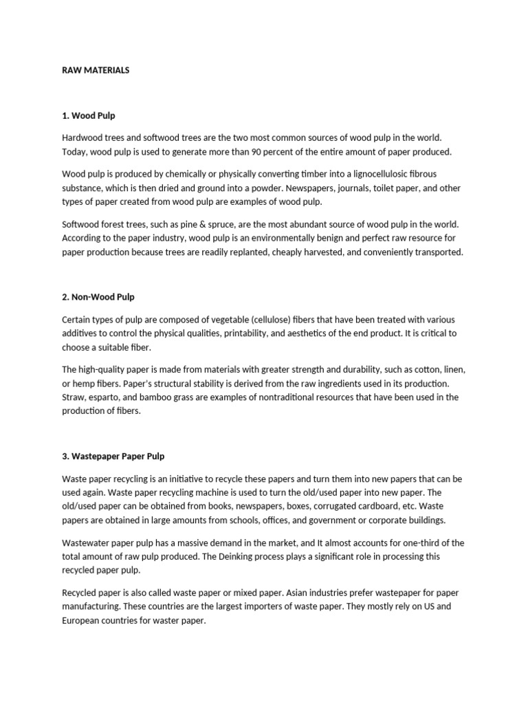 Key Raw Materials in Paper Production | PDF | Pulp (Paper) | Paper