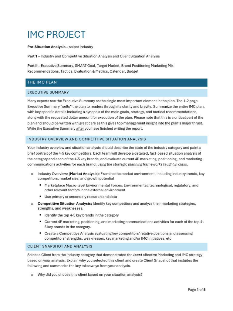 IMC Business Plan Overview and Analysis | PDF | Marketing | Brand