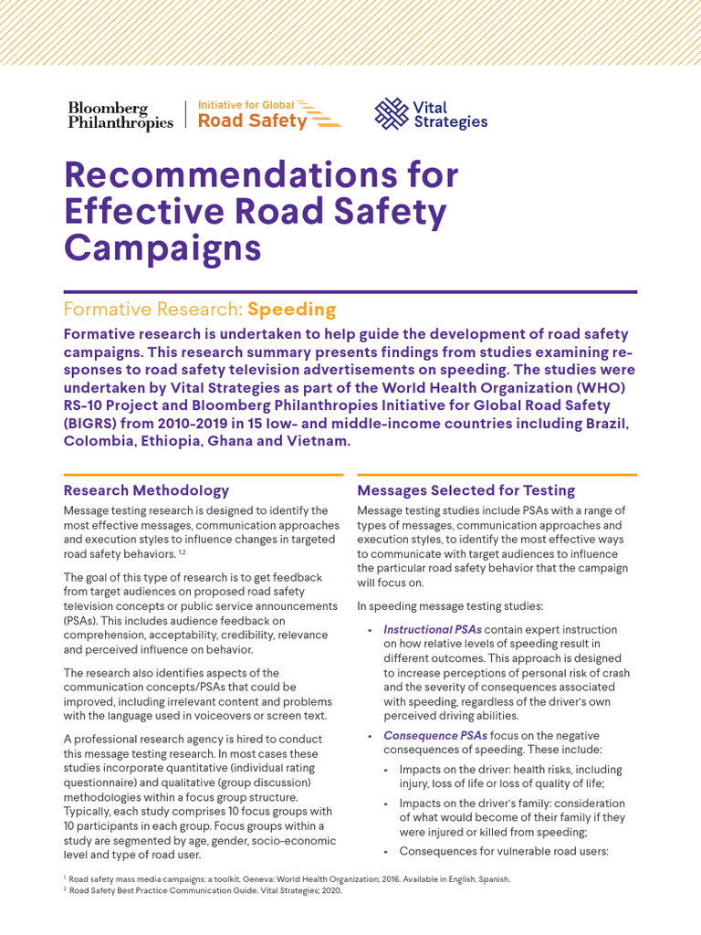 Recommendations For Effective Road Safety Campaigns | PDF | Road ...