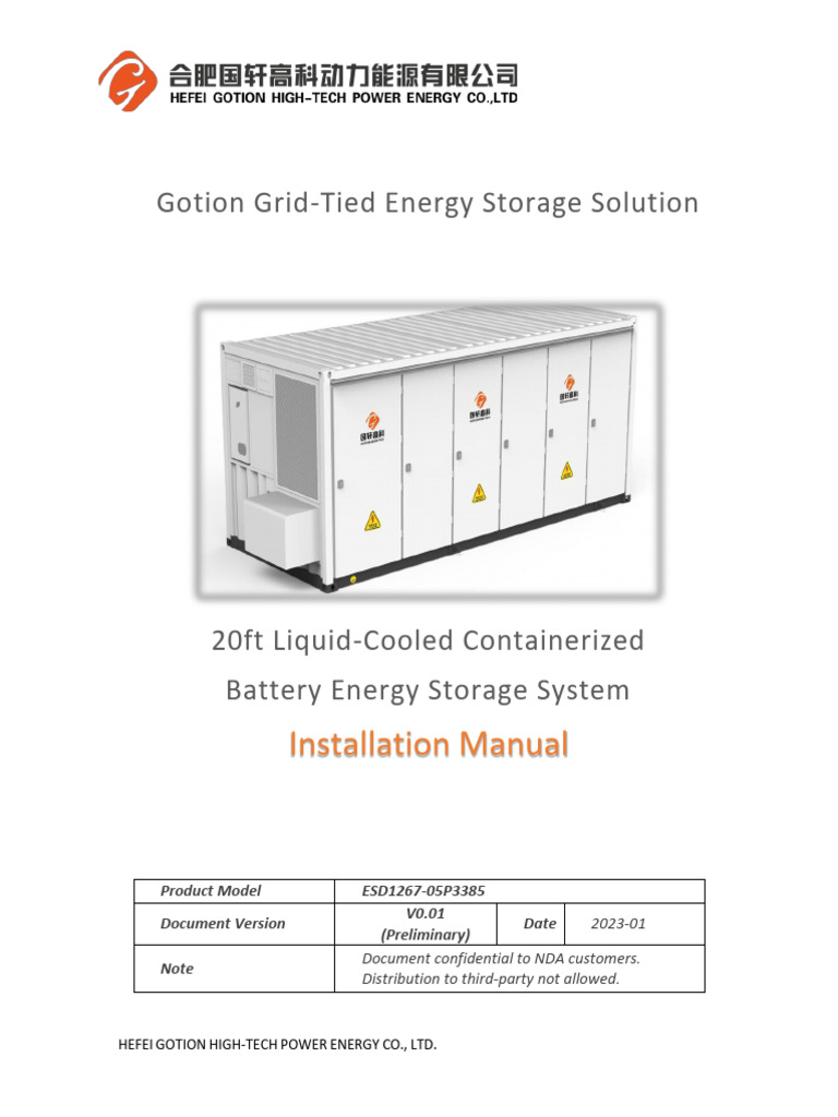 Energy Storage System Installation Quote Reference: Gotion Containerized Energy Storage Manual Pdf High Voltage