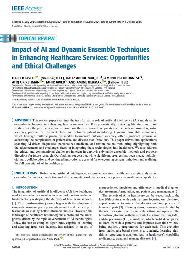 AI and Ensemble Techniques in Healthcare | PDF | Personalized Medicine ...