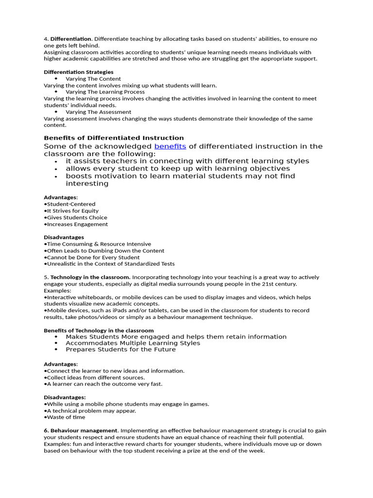 Effective Differentiation Strategies in Classrooms | PDF | Learning ...