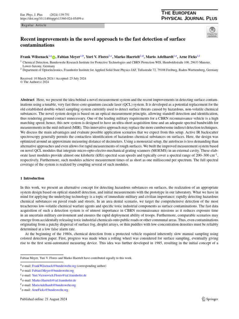 Recent Improvements in The Novel Approach To The Fast Detection of ...