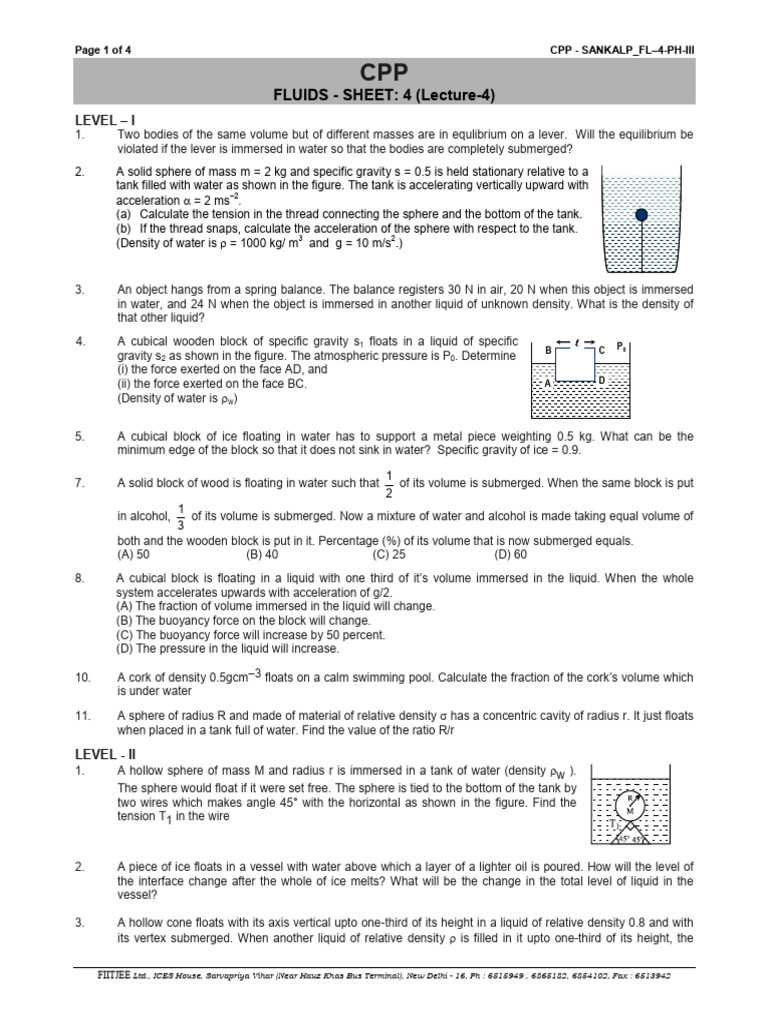 Fluid Mechanics Problems and Solutions | PDF | Buoyancy | Density