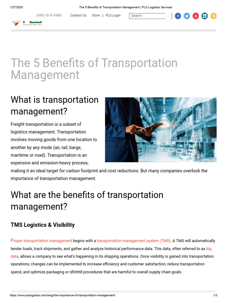 The 5 Benefits of Transportation Management - PLS Logistics Services ...