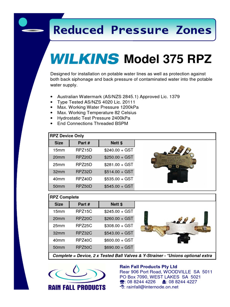Model 375 RPZ Backflow Prevention Device | PDF