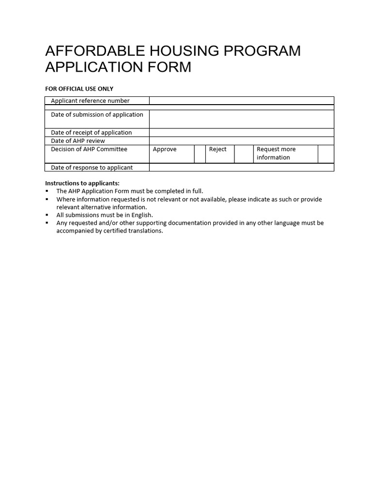 Affordable Housing Program Application Form | PDF | Banks | Information