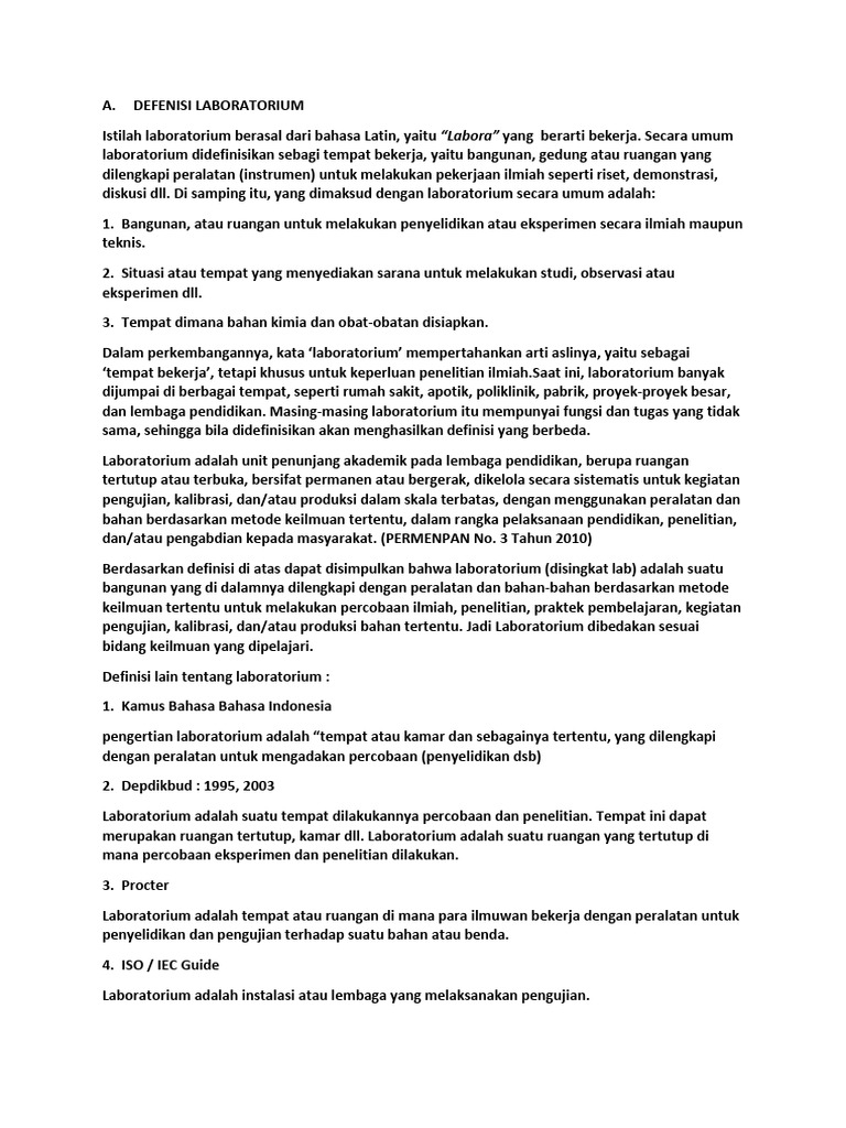 Definisi dan Tipe Laboratorium | PDF