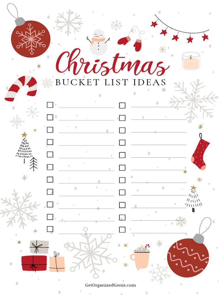 Christmas Bucket List Template | PDF