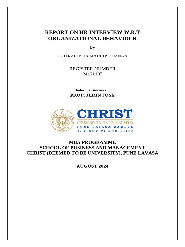 HR Interview Insights on Organizational Behavior | PDF | Performance ...