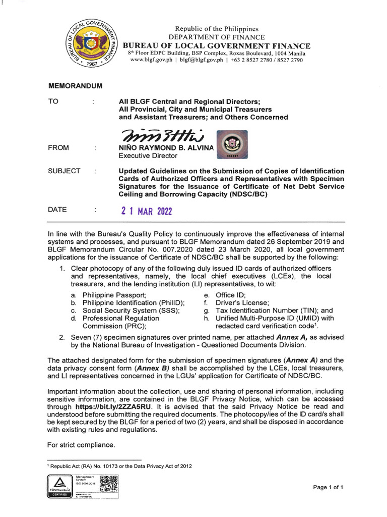 Updated Guidelines for NDSC/BC Submission | PDF | Identity Document ...