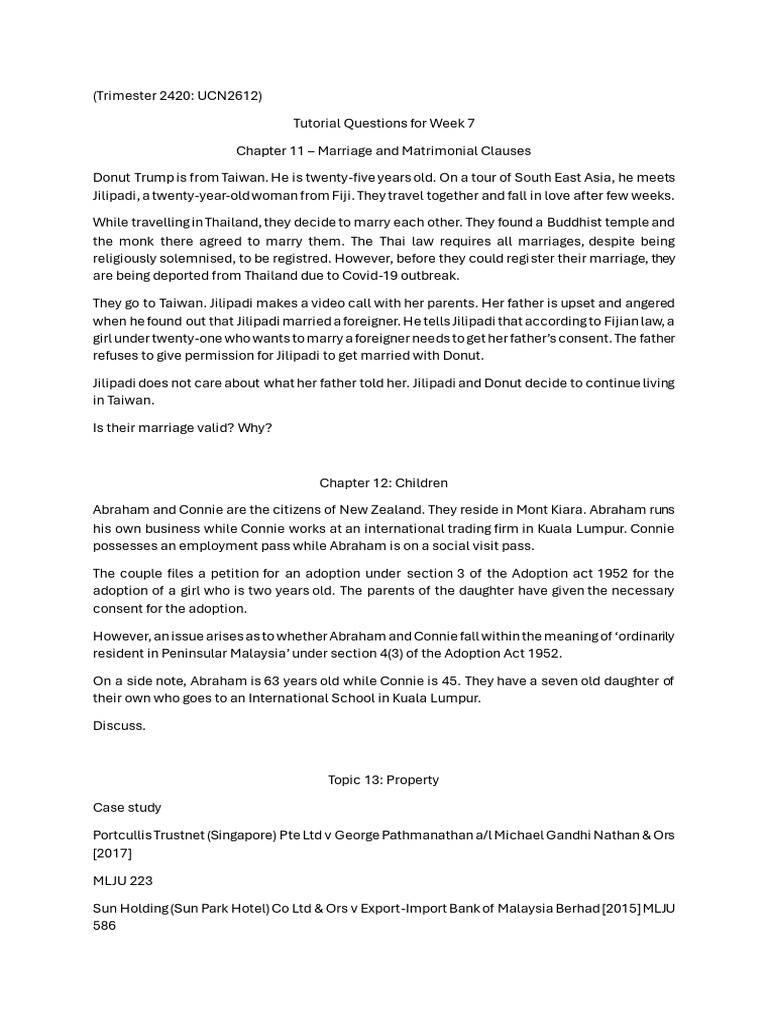Tutorial Question For Week 7 | PDF | Social Science | Law