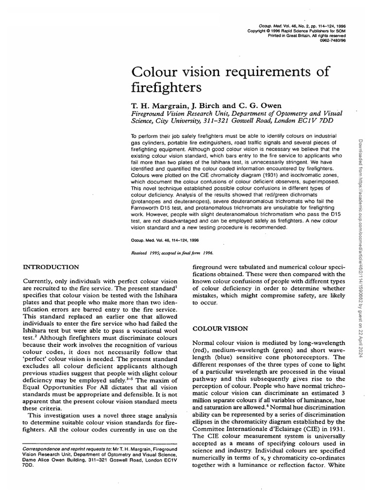 Colour Vision Requirements of Fire Fighters | PDF | Color | Visual Perception