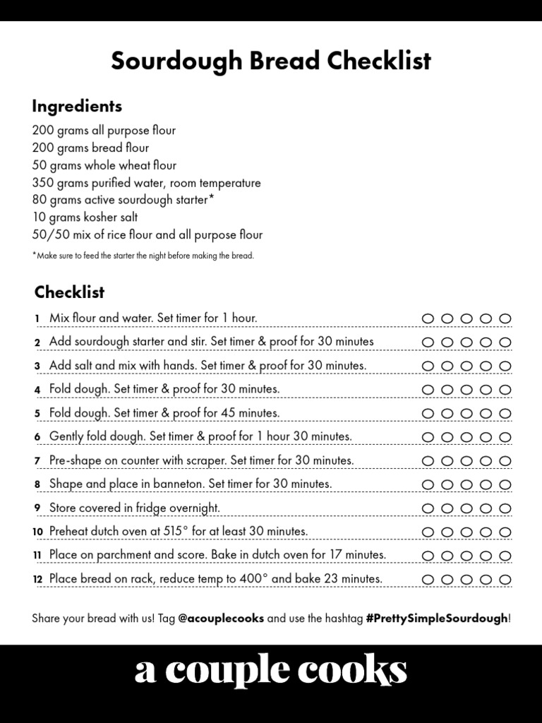 SOURDOUGH BREAD RECIPE WITH PRINTABLE CHECKLIST A COUPLE visual data 2