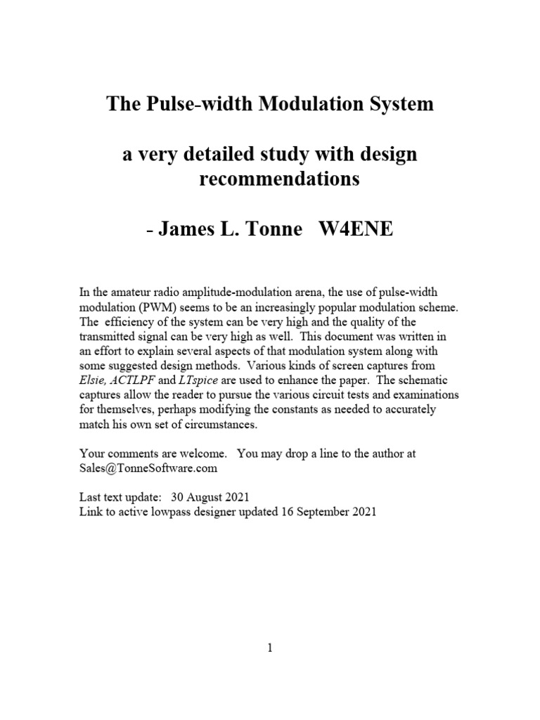 Pulse-Width Modulation System Guide | PDF | Low Pass Filter | Amplifier