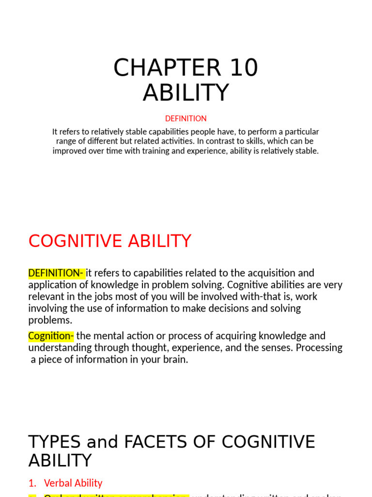 Understanding Abilities: Types & Applications | PDF | Emotional ...