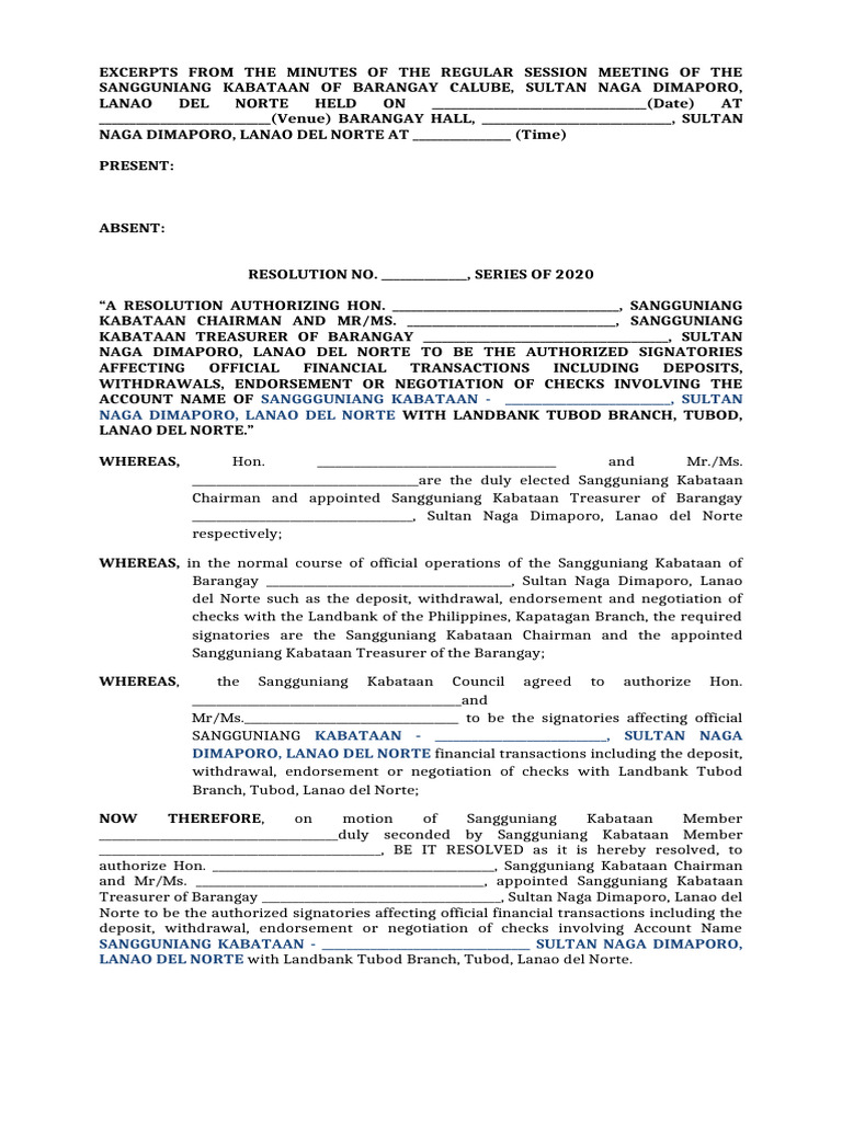 SK Financial Signatory Resolution | PDF | Affidavit | Government