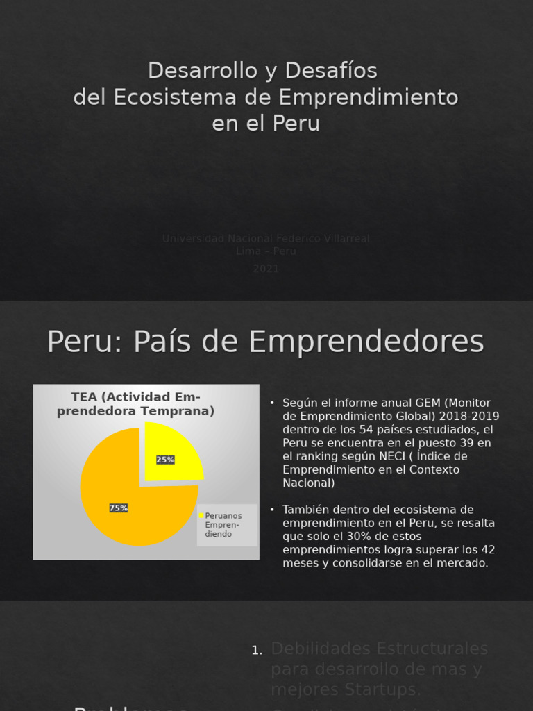 Desarrollo y Desafíos Del Ecosistema de Emprendimiento en El Peru | PDF ...