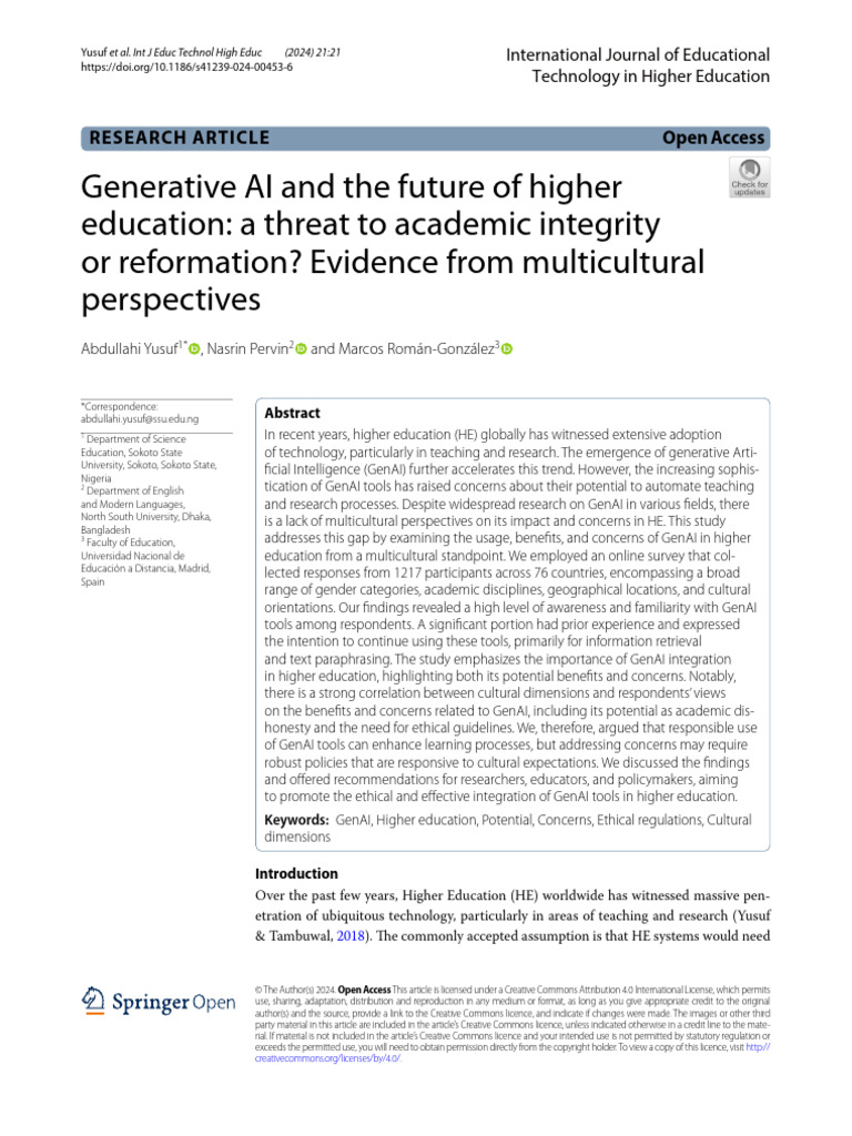 Generative AI and The Future of Higher Education A Threat To Academic ...