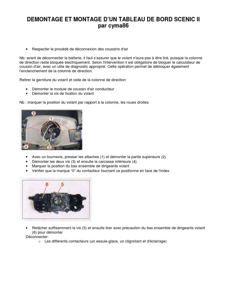 Démonter le tableau de bord Scenic II PDF Transmission automatique — free download
