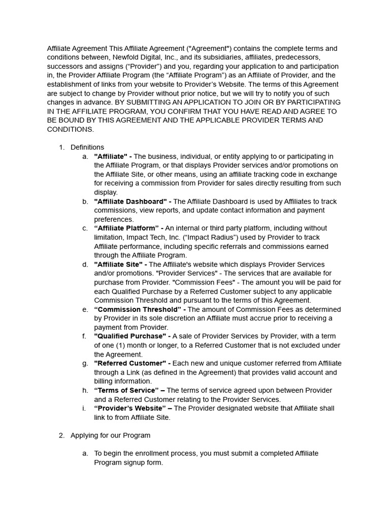 Affiliate Program Agreement Overview | PDF | Trademark | Pay Pal